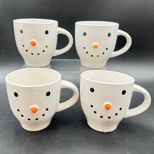 Set of 4 NWT Royal Norfolk Snowman Hot Cocoa Mugs – 3D Carrot Nose – 16 oz